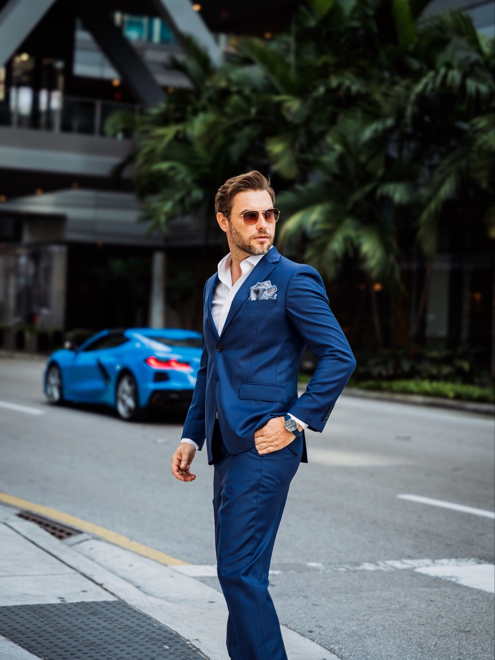 Men’s Royal Blue Super 120 Wool Suit | Slim Fit Modern Tailoring